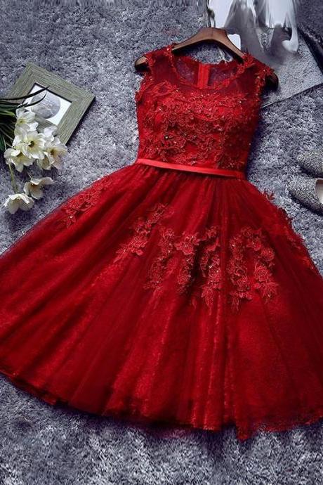 Pretty Homecoming Dresses, Tulle And Applique Knee Length Formal Dress, Cute Party Dress