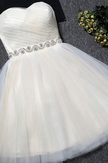 Lovely Tulle Lace-up Graduation Dresses, Short Prom Dresses, Prom Dress With Belt