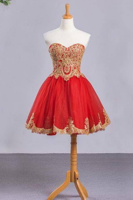 Sweetheart Tulle Short Homecoming Dress With Applique, Short Formal Dresses