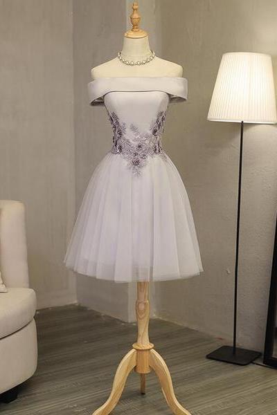 Formal Dress, Off Shoulder Knee Length Prom Dress, Party Dress