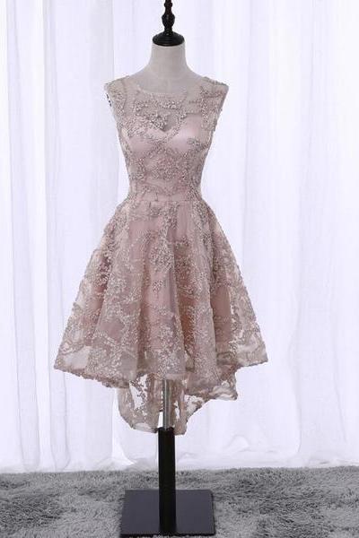 Lovely Pearl Pink High Low Homecoming Dress , Cute Party Dresses
