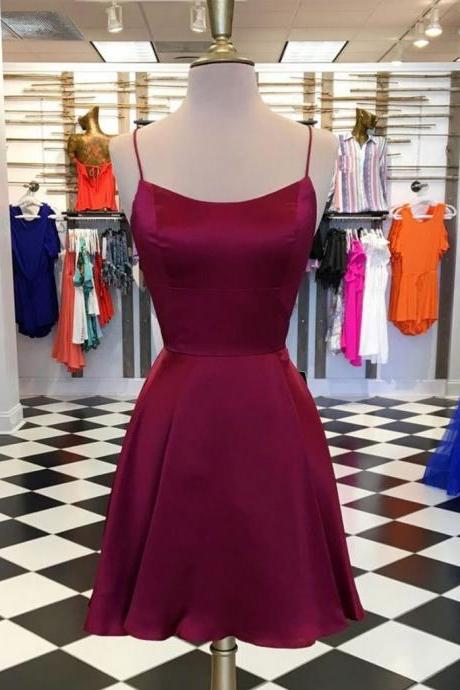 Cute Backless Burgundy Short Prom Dresses,chic Burgundy Homecoming Dresses,burgundy Short Evening Dresses