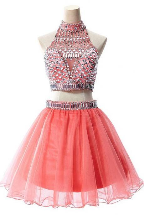 Gorgeous 2 Pieces Homecoming Dresses,beading Sparkly Homecoming Dresses, Homecoming Dress For Teens