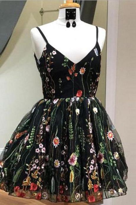 Short Floral Homecoming Party Dress