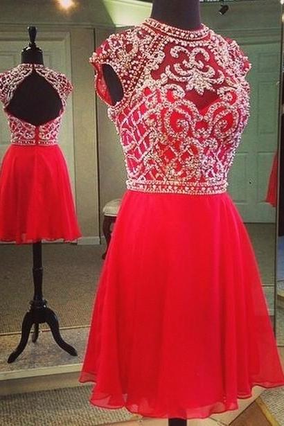 Homecoming Dresses,red Homecoming Dress,short Homecoming Dress,sexy Short Prom Dress,red Chiffon Prom Dress