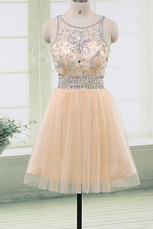 Tulle Homecoming Dress,crystal Beaded Homecoming Dress,short Homecomig Dresses