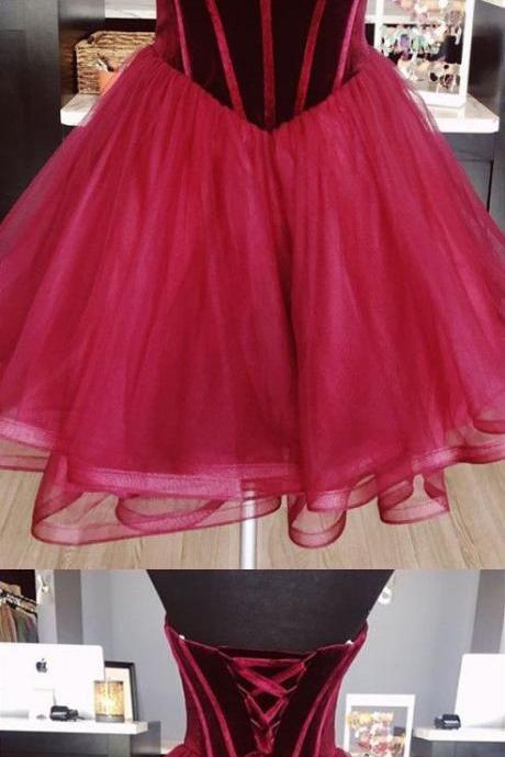 Velvet Homecoming Dresses,short Ruffle Prom Dress,burgundy Homecoming Dress,cute Graduation Dresses
