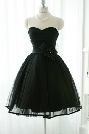 Ball Gown, Sweetheart Black Short Prom Dresses Gowns, Formal Evening Dresses Gowns, Homecoming Graduation Cocktail Party Dresses, Little Black