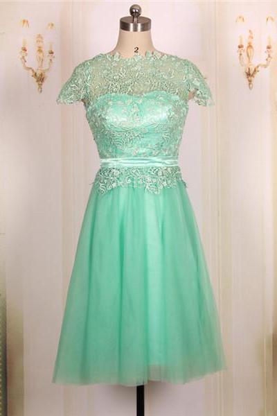 Sweetheart Cap Sleeves Ball Gown, Lace Short Prom Dresses Gowns, Formal Evening Dresses Gowns, Homecoming Graduation Cocktail Party Dresses