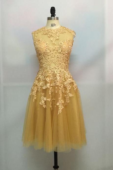 Short Gold Prom Dresses,tulle Prom Dresses, Graduation Dresses,sexy Cocktail Dresses,formal Gowns