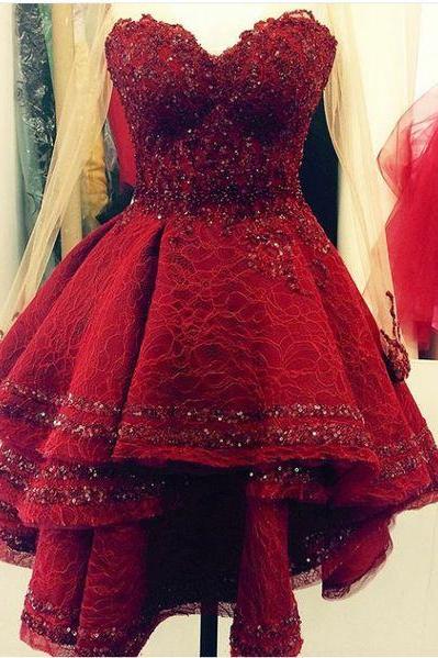 Sweetheart Prom Dress,sequins Prom Dress,red Prom Dress,fashion Homecoming Dress