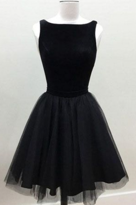 Short Black Tulle Homecoming Dress,short Sleeveless Graduation Dress