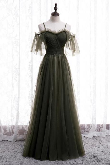 A line tulle long prom dress evening dress, party dress,charming prom dress