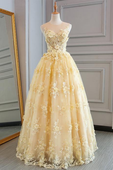 Appliques Lace Formal Prom Dress, Modest Beautiful Long Prom Dress, Banquet Party Dress