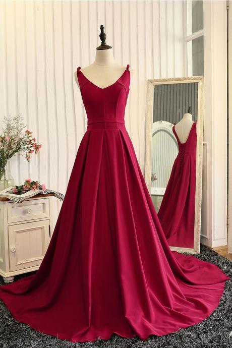 A-line Satin Formal Prom Dress, Modest Beautiful Long Prom Dress, Banquet Party Dress