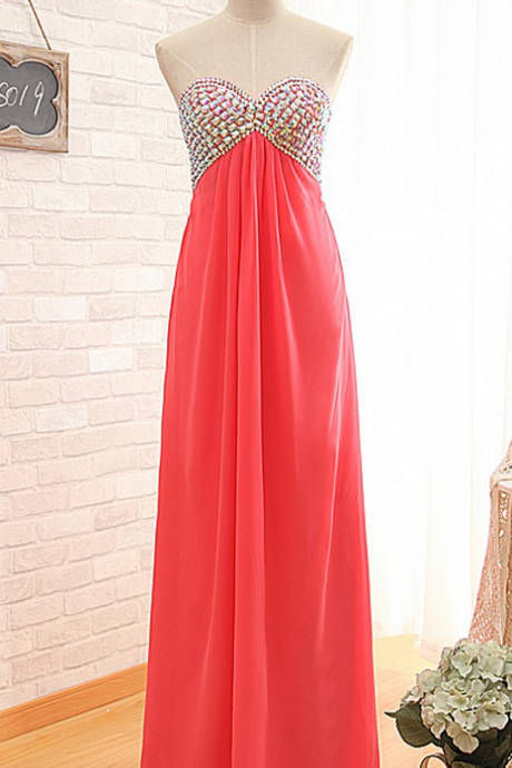 Beaded Chiffon A-line Formal Prom Dress, Beautiful Long Prom Dress, Banquet Party Dress