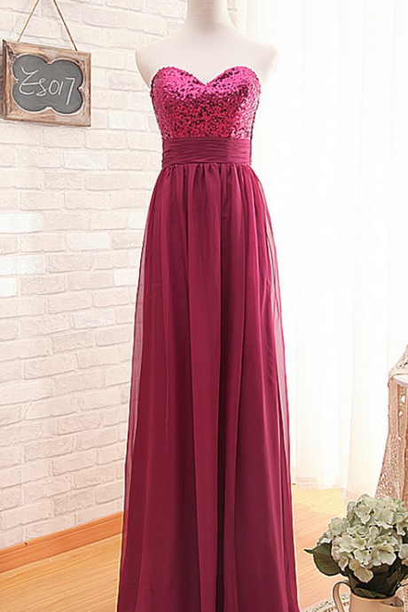 Sequins Chiffon A-line Formal Prom Dress, Beautiful Long Prom Dress, Banquet Party Dress