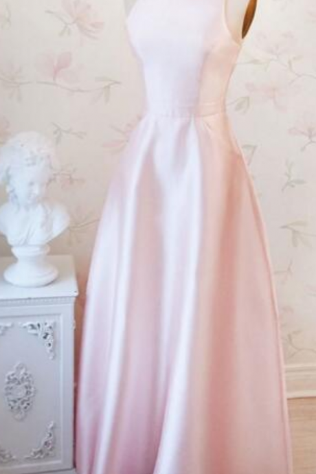 Boat Neck Light Sleeveless Formal Prom Dress, Beautiful Long Prom Dress, Banquet Party Dress
