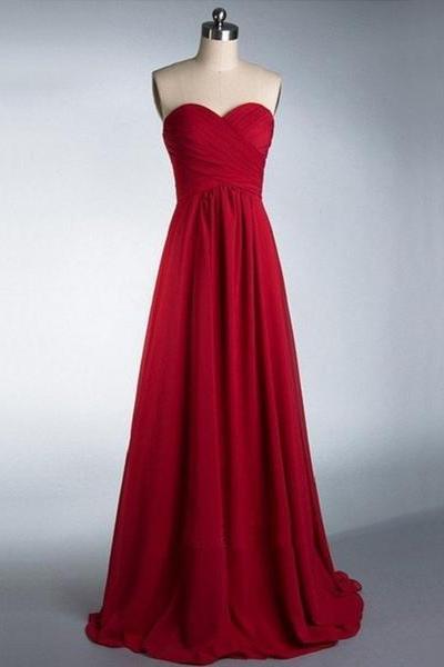 A-line Sweetheart Neck Sleeveless Strapless Formal Prom Dress, Beautiful Long Prom Dress, Banquet Party Dress