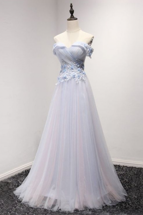 Elegant A Line Off-The-Shoulder Formal Prom Dress, Beautiful Long Prom Dress, Banquet Party Dress