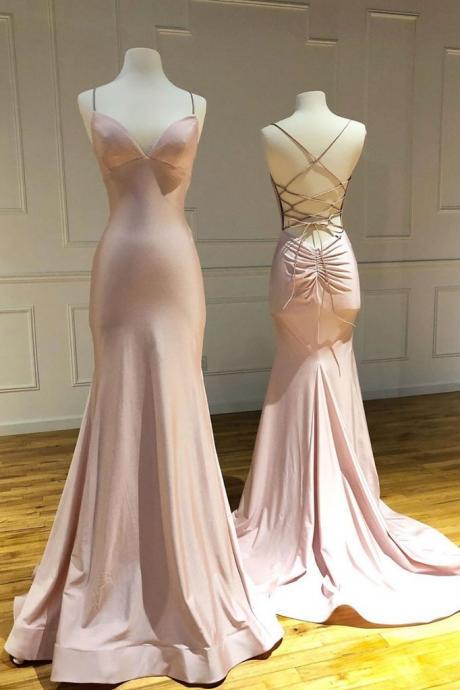 Elegant Sleeveless Mermaid Satin Formal Prom Dress, Beautiful Long Prom Dress, Banquet Party Dress