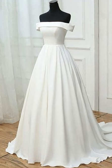 Elegant Simple Satin A-Line Formal Prom Dress, Beautiful Long Prom Dress, Banquet Party Dress