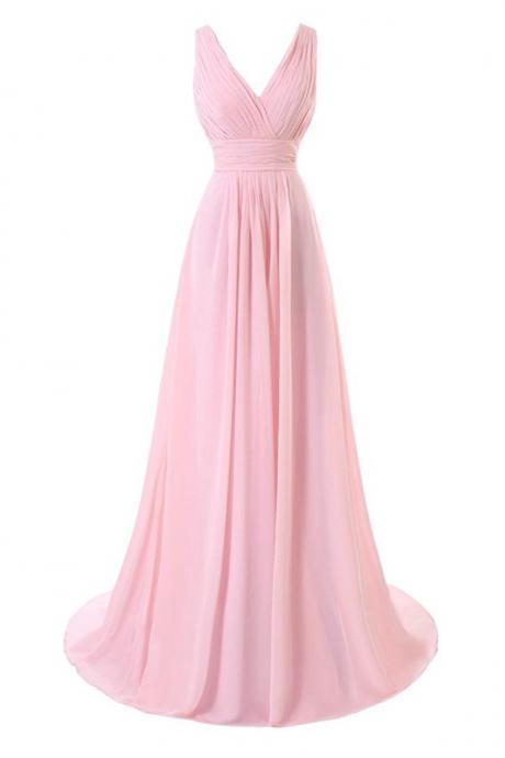 Elegant Sexy Chiffon V-Neckline Formal Prom Dress, Beautiful Long Prom Dress, Banquet Party Dress