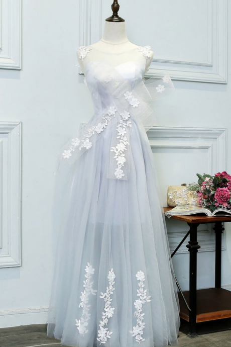 Elegant Sweetheart Tulle Lace Applique Formal Prom Dress, Beautiful Long Prom Dress, Banquet Party Dress