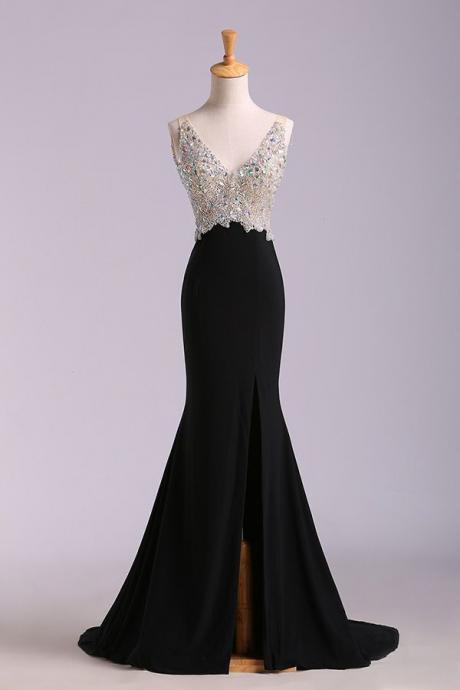 Elegant Sexy V-neck Chiffon Formal Prom Dress, Beautiful Long Prom Dress, Banquet Party Dress