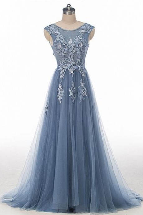 Elegant Sexy Tulle Lace Applique Formal Prom Dress, Beautiful Long Prom Dress, Banquet Party Dress