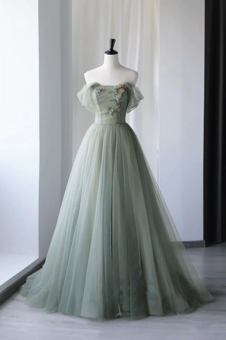 Elegant Sweetheart A-line Tulle Formal Prom Dress, Beautiful Long Prom Dress, Banquet Party Dress