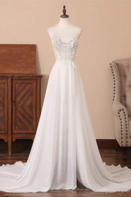 Elegant A-line Chiffon And Lace Formal Prom Dress, Beautiful Long Prom Dress, Banquet Party Dress