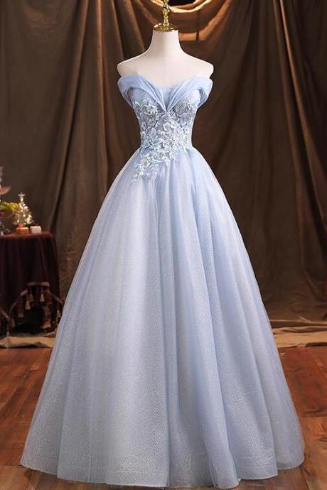 Elegant Lovely Sweetheart Lace Applique Shiny Tulle Formal Prom Dress, Beautiful Prom Dress, Banquet Party Dress