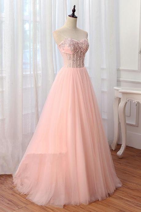 Elegant Tulle Off-the-shoulder Neckline A-line Formal Prom Dress, Beautiful Long Prom Dress, Banquet Party Dress