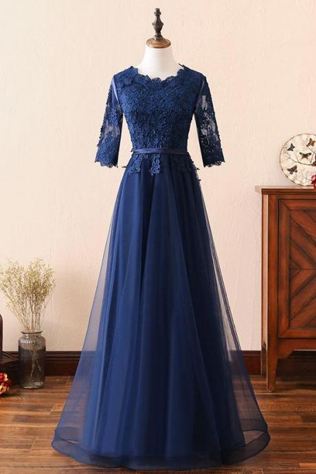 Elegant Sweetheart A Line Lace Applique Tulle Formal Prom Dress, Beautiful Long Prom Dress, Banquet Party Dress