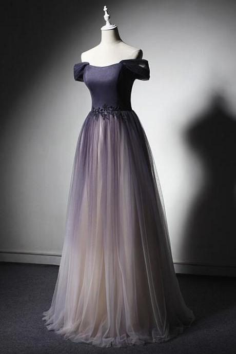 Elegant Sweetheart Off The Shoulder Tulle Formal Prom Dress, Beautiful Long Prom Dress, Banquet Party Dress