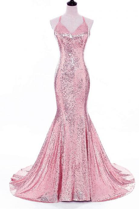 Elegant Simple Mermaid Sequins Formal Prom Dress, Beautiful Long Prom Dress, Banquet Party Dress