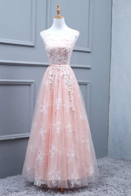 Elegant Simple Lace Tulle Formal Prom Dress, Beautiful Long Prom Dress, Banquet Party Dress