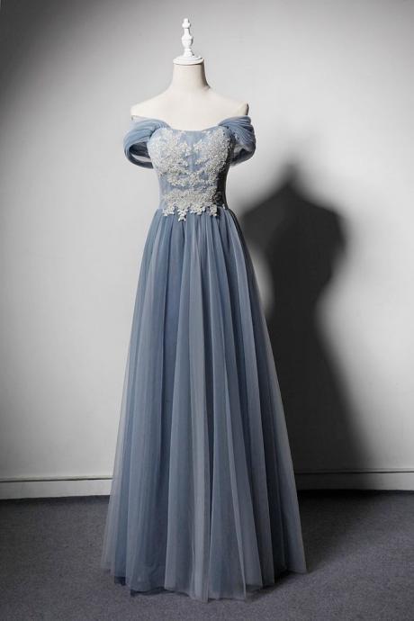 Elegant Sweetheart A-line Off Shoulder Tulle Evening Dress ,formal Party Dress,prom Long Dress