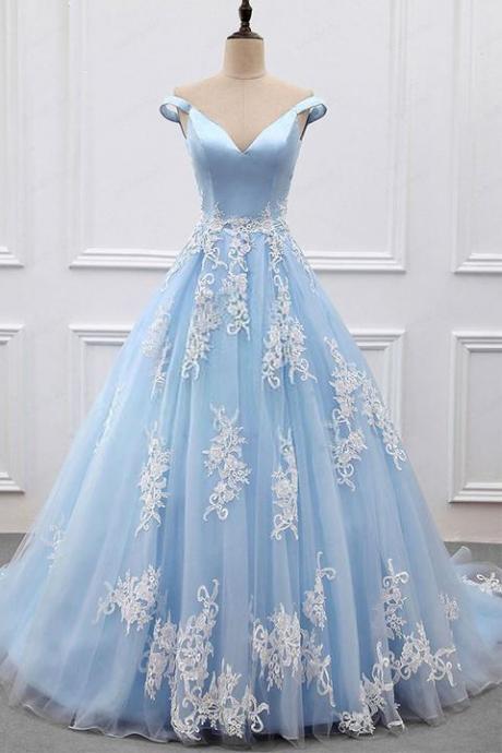 Elegant Sweetheart A-line Appliques Tulle Evening Dress ,formal Party Dress,prom Long Dress