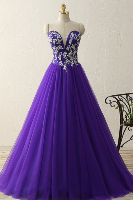 Elegant Beads Satin Floor Length A Line Tulle Formal Prom Dress, Beautiful Long Prom Dress, Banquet Party Dress