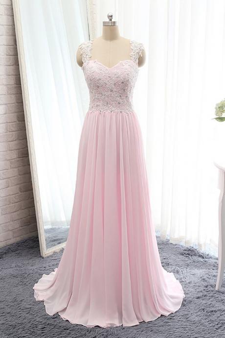 Elegant A-line Chiffon Lace Beading Formal Prom Dress, Beautiful Long Prom Dress, Banquet Party Dress