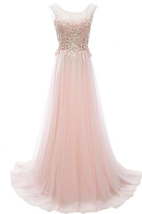 Elegant A-line Sleeveless Chiffon Formal Prom Dress, Beautiful Long Prom Dress, Banquet Party Dress