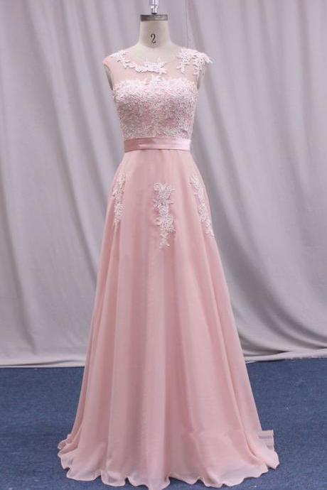 Elegant Sweetheart Chiffon Round Neckline Formal Prom Dress, Beautiful Prom Dress, Banquet Party Dress
