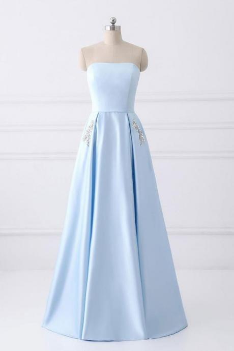Elegant Sweetheart A-line Satin Simple Formal Prom Dress, Beautiful Prom Long Dress, Banquet Party Dress