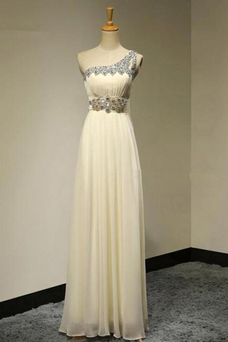 Elegant Sweetheart A-line Chiffon One Shoulder Formal Prom Dress, Beautiful Prom Long Dress, Banquet Party Dress