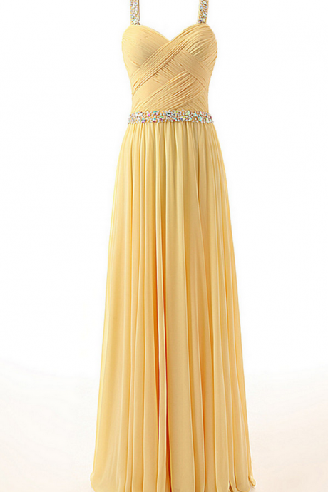Elegant Sweetheart A-line Chiffon Long Sequins Formal Prom Dress, Beautiful Long Prom Dress, Banquet Party Dress