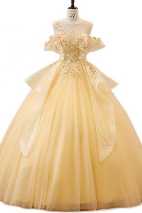 Prom Dresses, Yellow Ball Gown Prom Dress Evening Dress