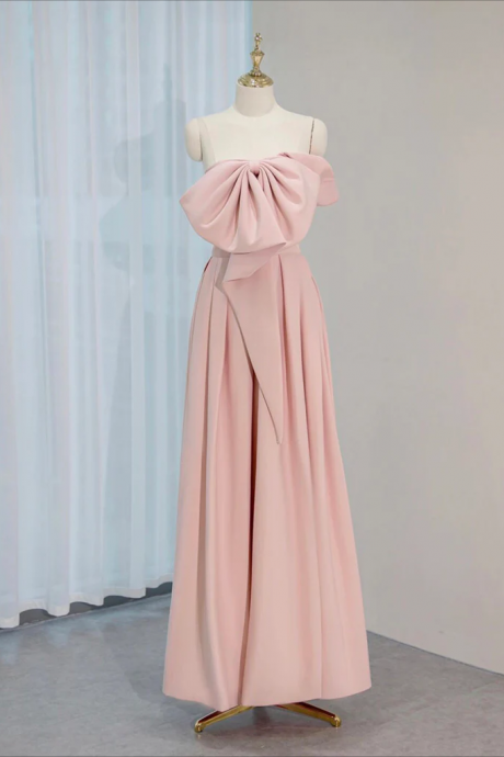Prom Dresses, A-line Satin Pink Long Prom Dress, Pink Long Formal Dress