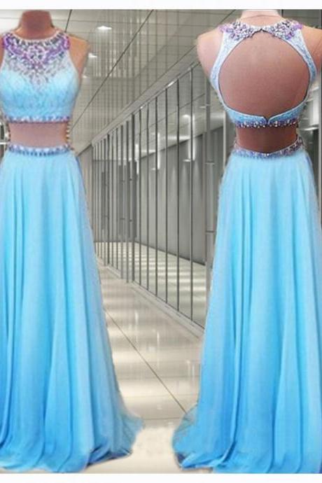 2 Pieces Prom Dresses Blue Prom Dress Long Prom Dresses Prom Dresses 2016 Prom Dresses Custom Prom Dresses Dresses For Prom
